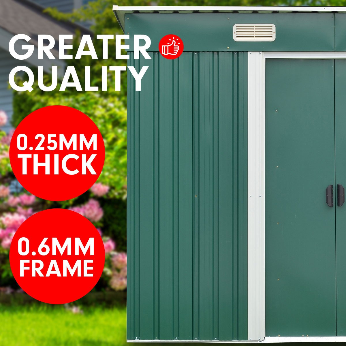 outdoor living 4ft x 8ft Garden Shed with Base Flat Roof Outdoor Storage - Green