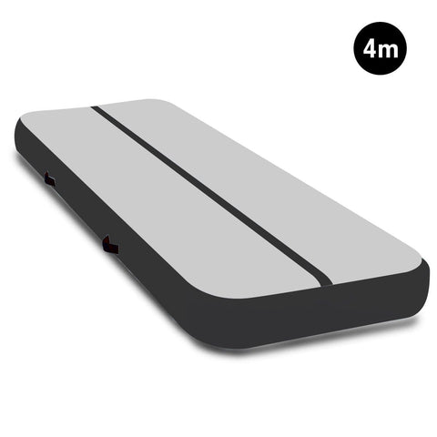 4m Airtrack Tumbling Mat Gymnastics Exercise Air Track - Grey Black