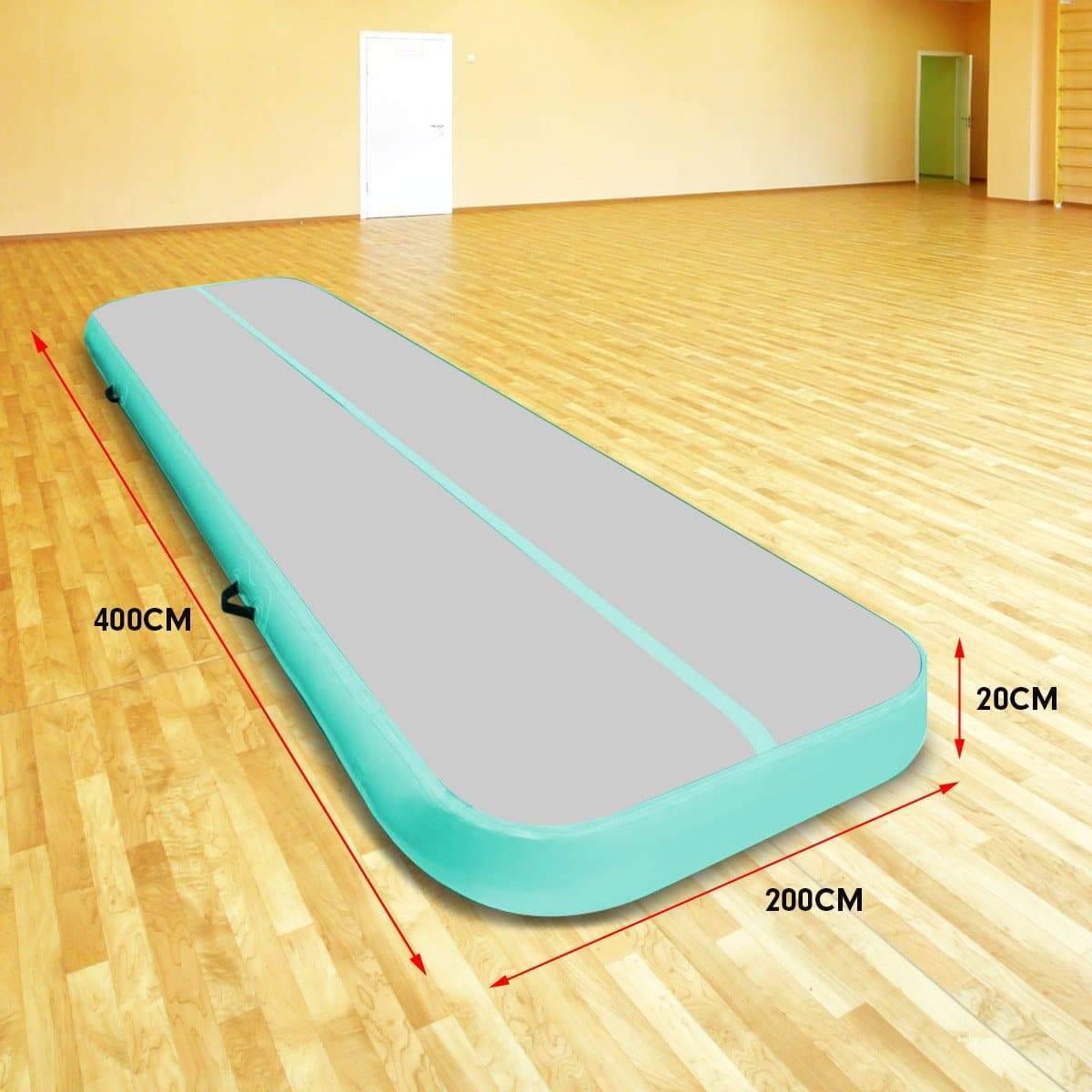 4m x 2m Airtrack Tumbling Mat Gymnastics Exercise Air Track Grey Green