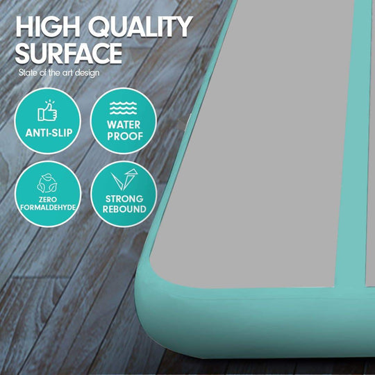 Grey colour - 4m x 2m Airtrack Tumbling Mat Gymnastics Exercise Air Track Grey Green