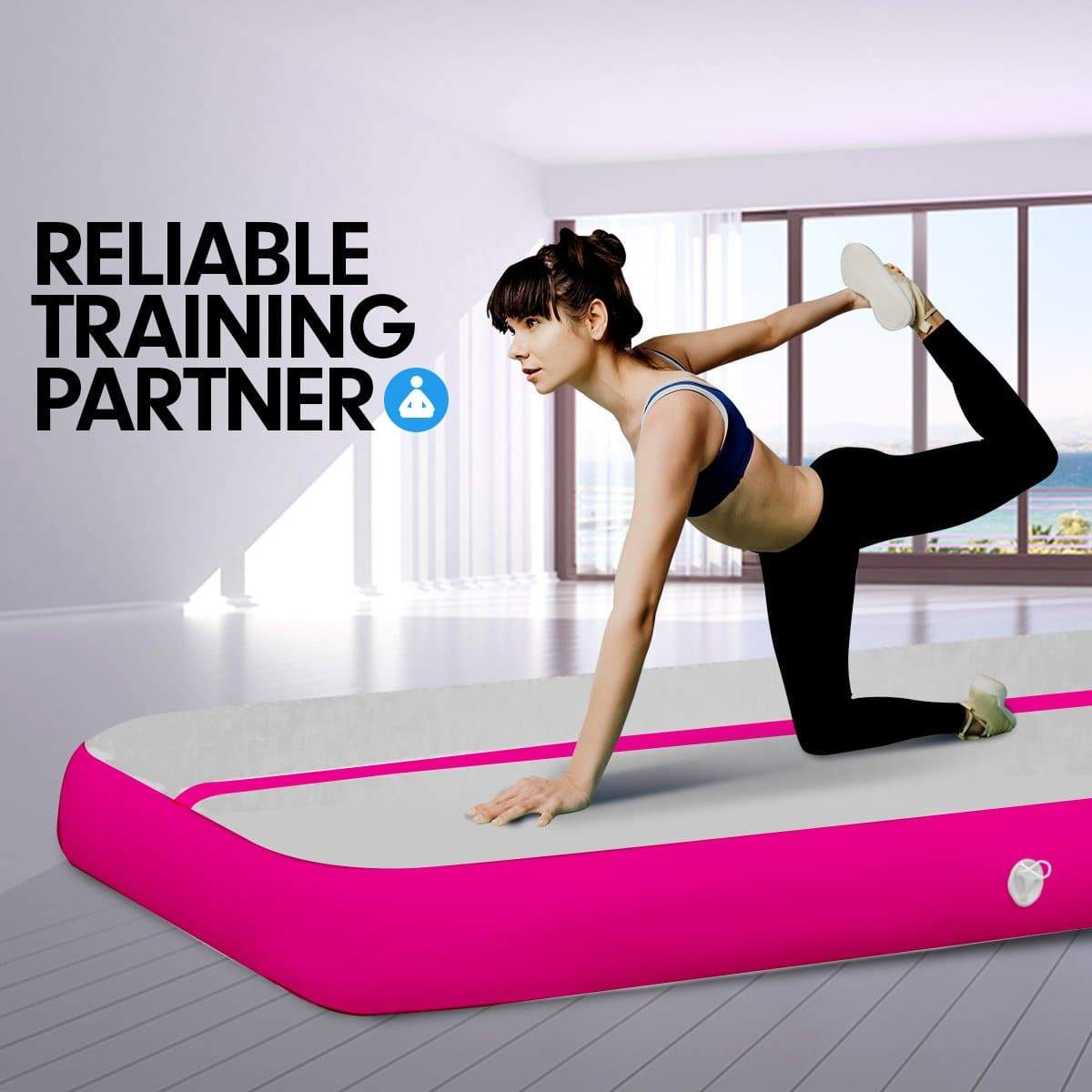 4m x 2m Airtrack Tumbling Mat Gymnastics Exercise Air Track Grey Pink
