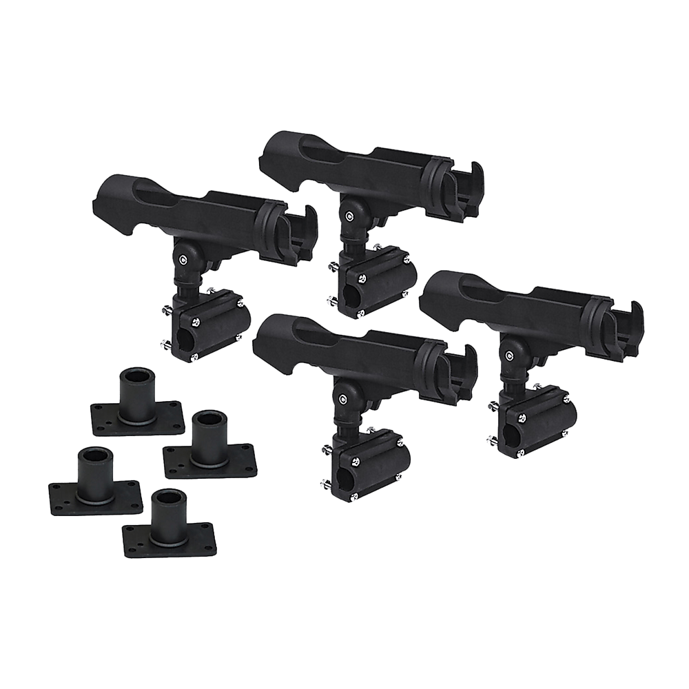 4PC Kayak Boat Fishing Pole Rod Holder Tackle Kit Adjustable Side Rail Mount