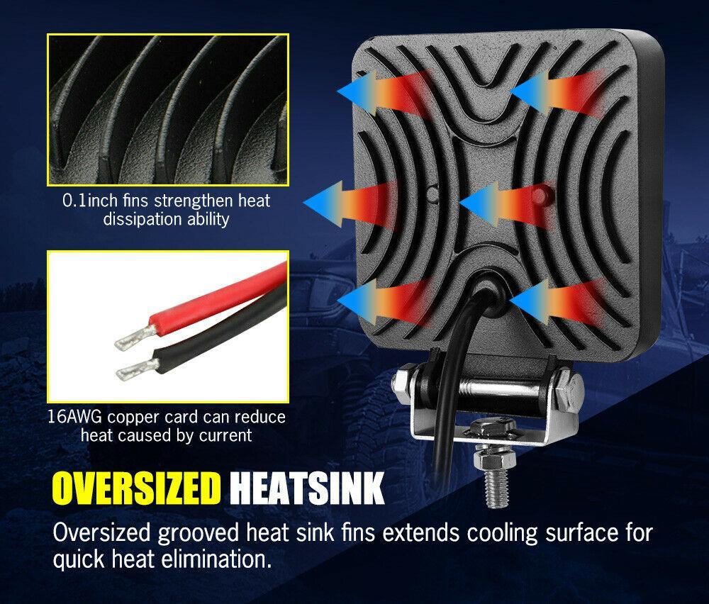 4x 4inch CREE LED Work Light Square Spot Flood Reverse Driving Lamp OffRoad 4x4