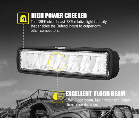 4x 6inch Cree LED Work Light Flood Beam Driving Lamp Offroad 4WD Reverse