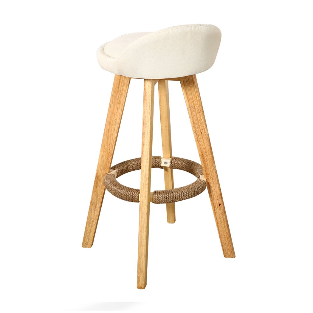 Dining Room 4x Fabric Swivel Bar Stool -Cream