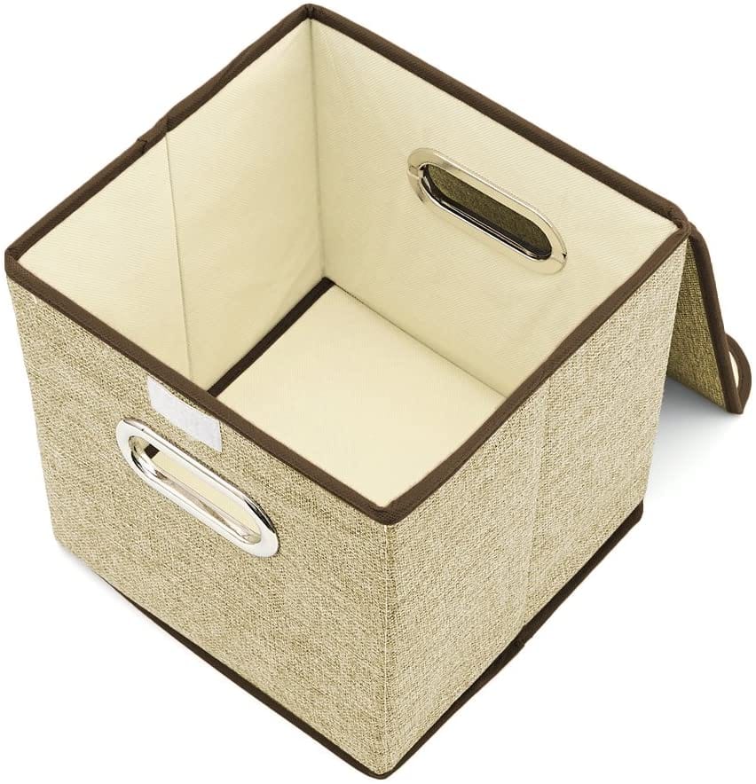 4x Foldable Fabric Basket Bin, Collapsible Storage Cube For Nursery, Office, Shelf Cabinet, Cube Organizers (Gray