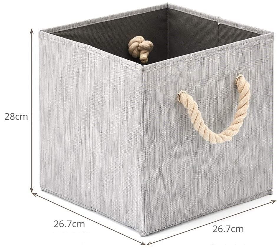 4x Foldable Fabric Storage Cube Bins And Water Resistant Basket Box Organizer For Shelves (Grey