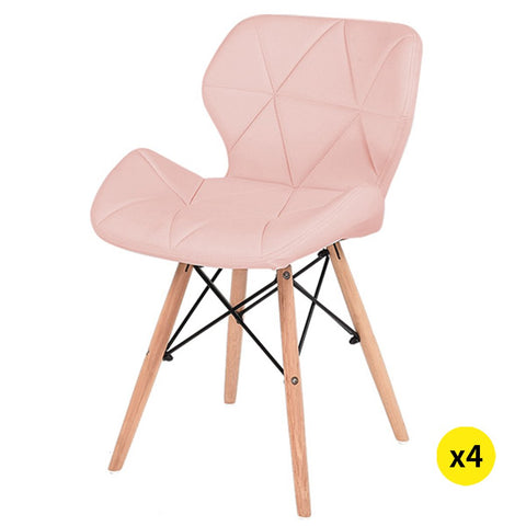 Dining Room 4x High quality iconic set of PU leather Dining Chairs- pink