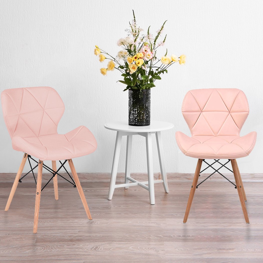 Dining Room 4x High quality iconic set of PU leather Dining Chairs- pink