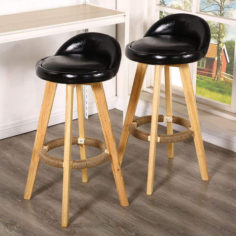 dining room 4X Leather Swivel Bar Stool Kitchen Stool Black