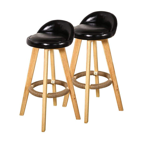 4X Leather Swivel Bar Stool Kitchen Stool Black