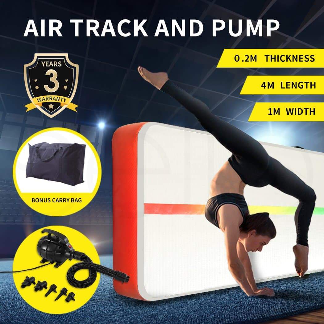 health,fitness &spor 4X1M Inflatable Air Track Mat Tumbling Pump Floor In Red