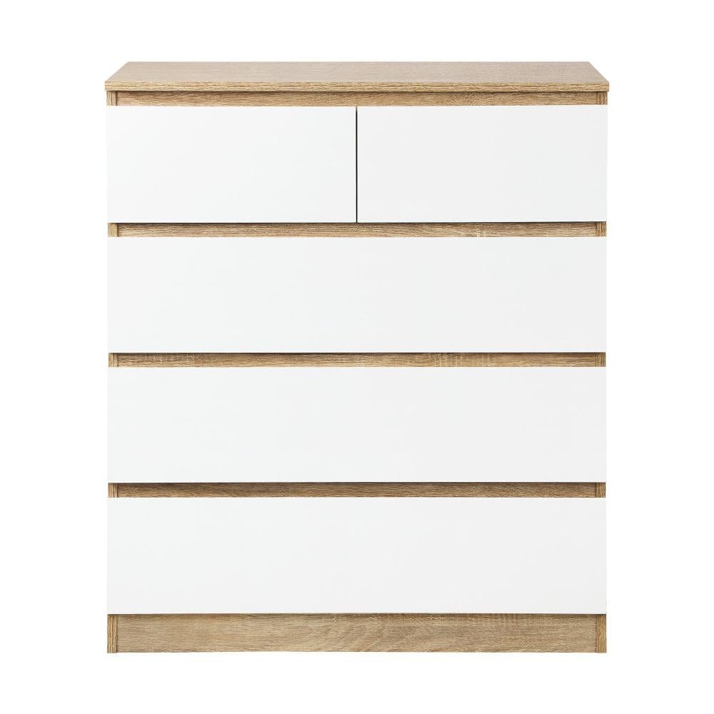 5 Chest of Drawers Tallboy Cabinet Dresser Table Wooden White Furniture