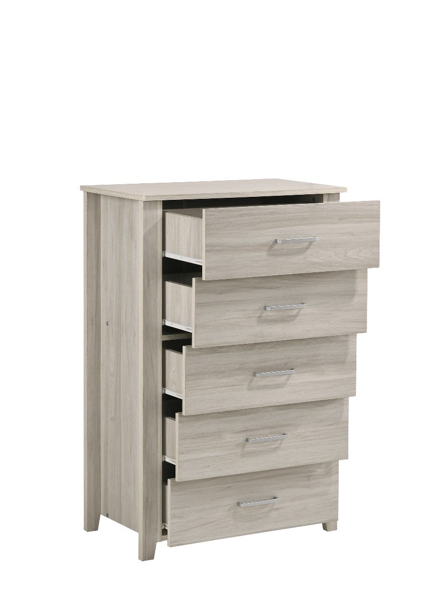 Furniture 5 Chest Of Drawers Tallboy In White Oak