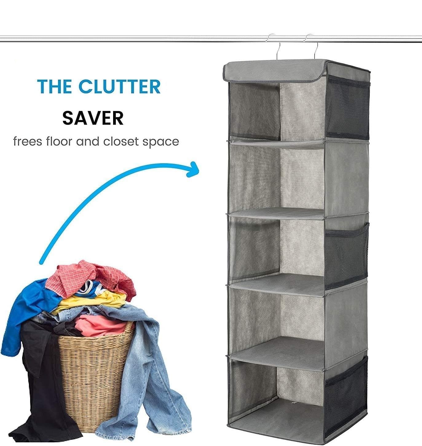 5 Foldable Shelf Hanging Closet Organizer Space Saver for Clothes Storage