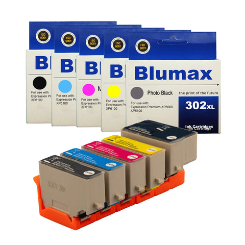 5 Pack Blumax Alternative Ink Cartridges for Epson 302XL