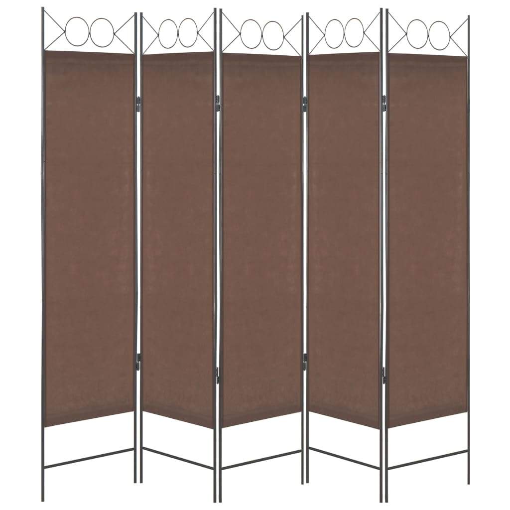 5-Panel Room Divider Brown 200x180 cm