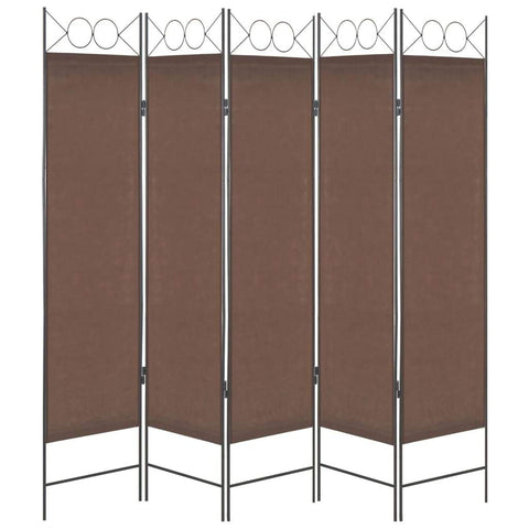 5-Panel Room Divider Brown