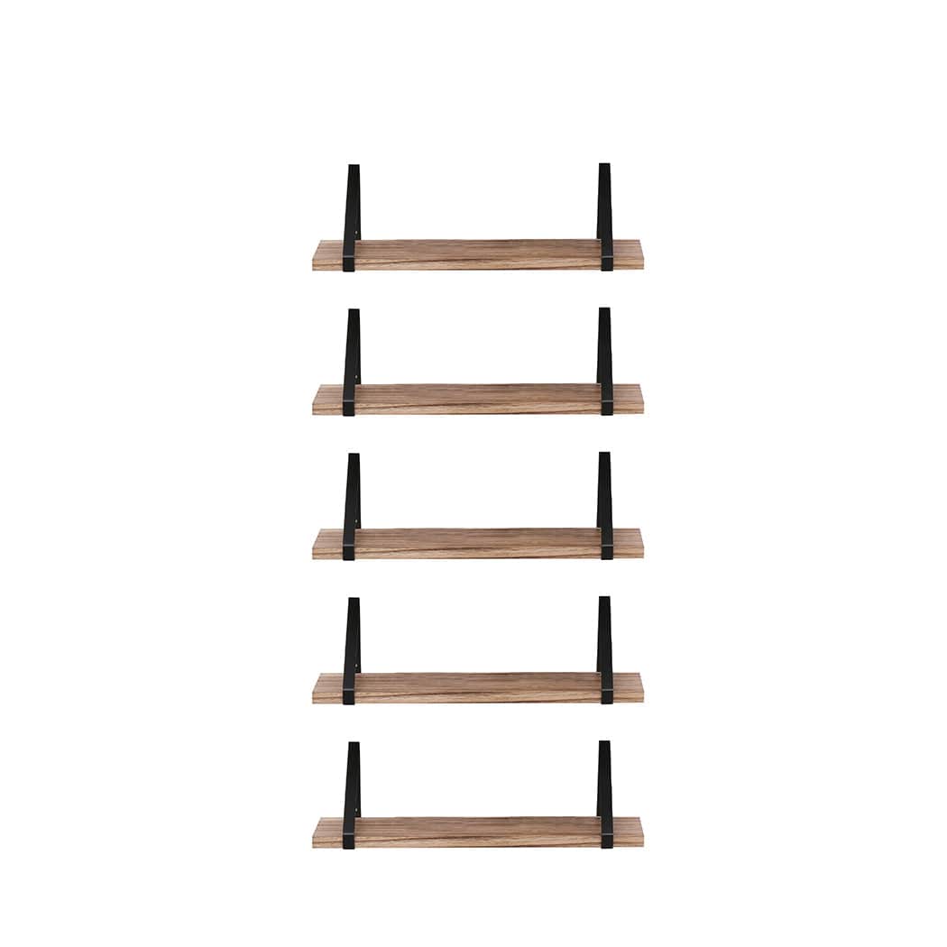5 Pcs Floating Shelves Hung Shelf Wall Mounted Storage Wooden Display