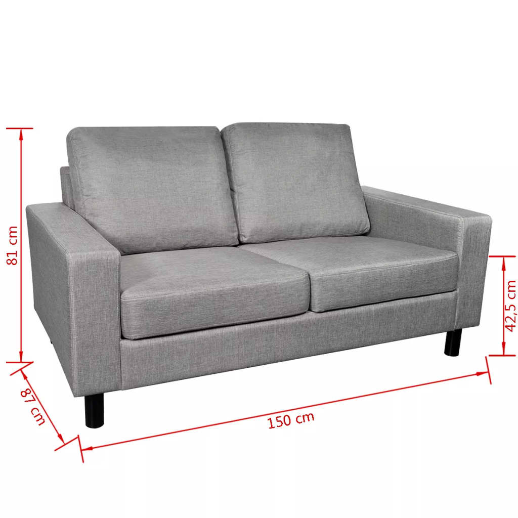 5-Person Sofa Set 2 Pieces Light Grey Fabric