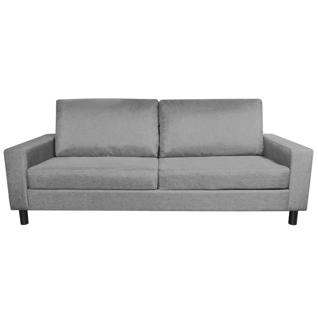 5-Person Sofa Set 2 Pieces Light Grey Fabric