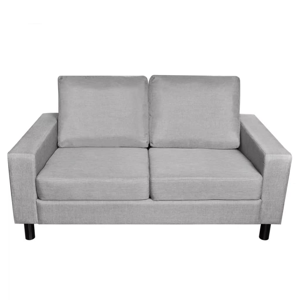 5-Person Sofa Set 2 Pieces Light Grey Fabric