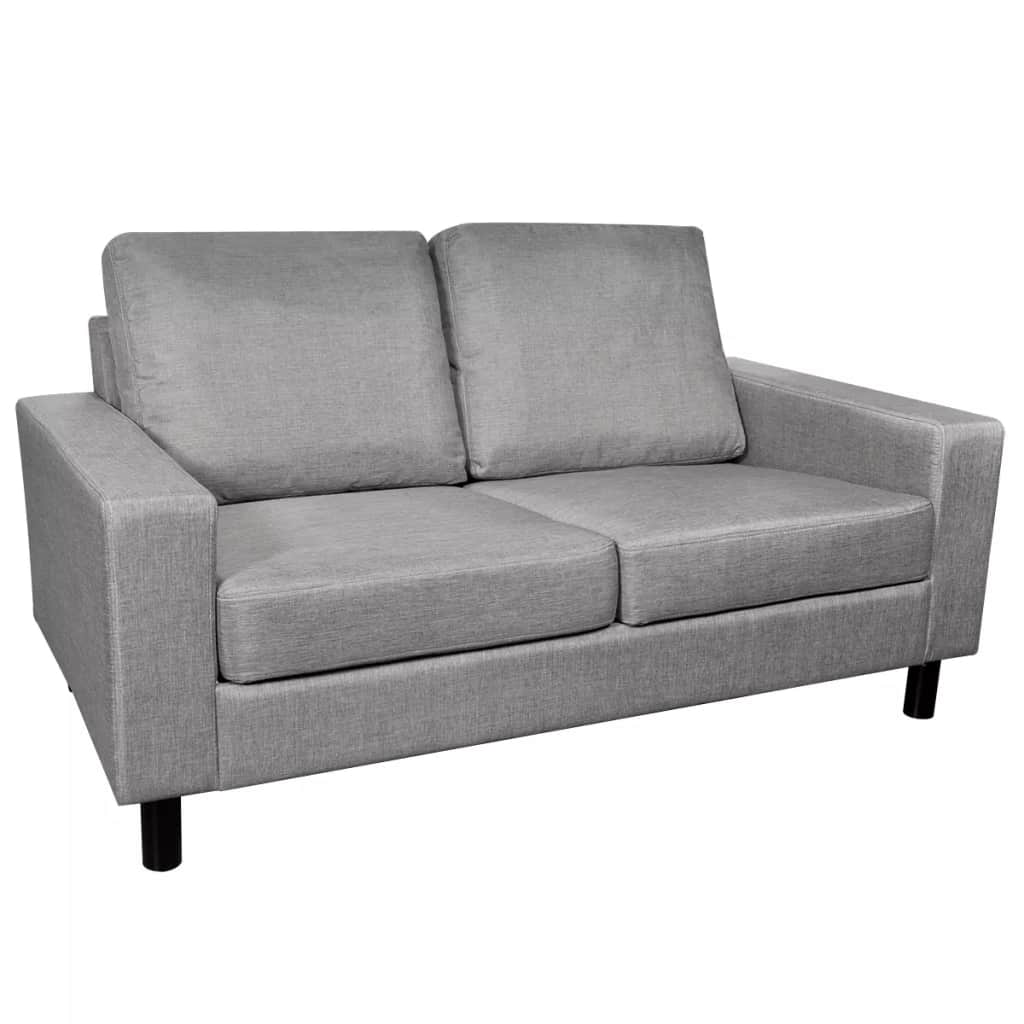 5-Person Sofa Set 2 Pieces Light Grey Fabric