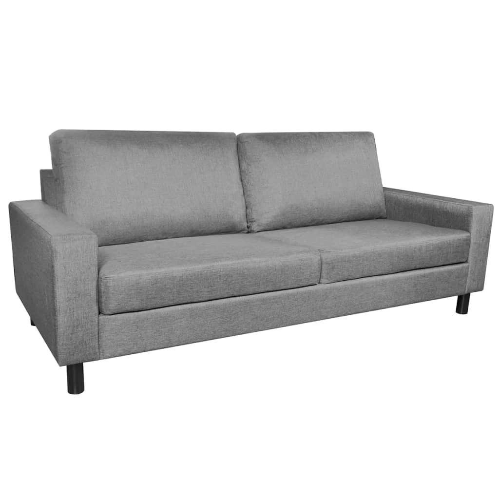 5-Person Sofa Set 2 Pieces Light Grey Fabric