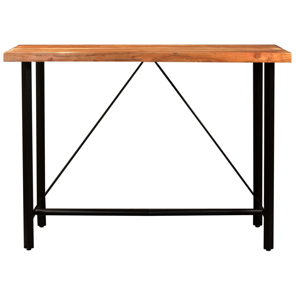 5 Piece Bar Set Solid Sheesham Wood and Real Leather