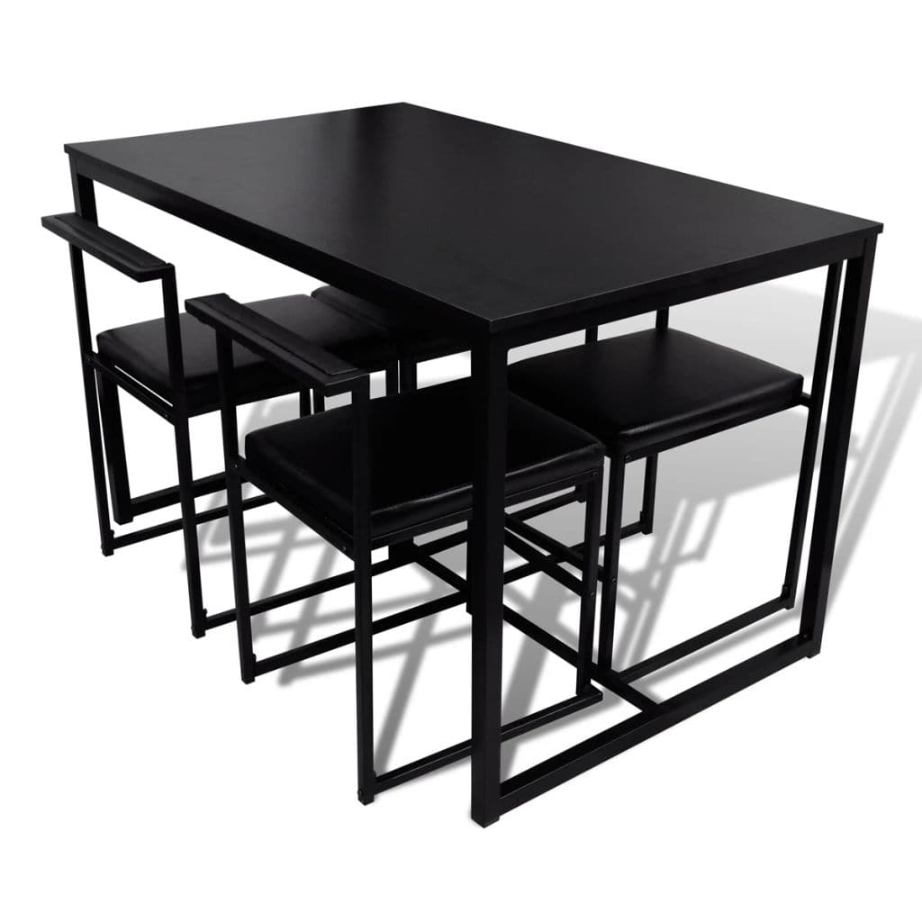 5 Piece Dining Table and Chair Set Black