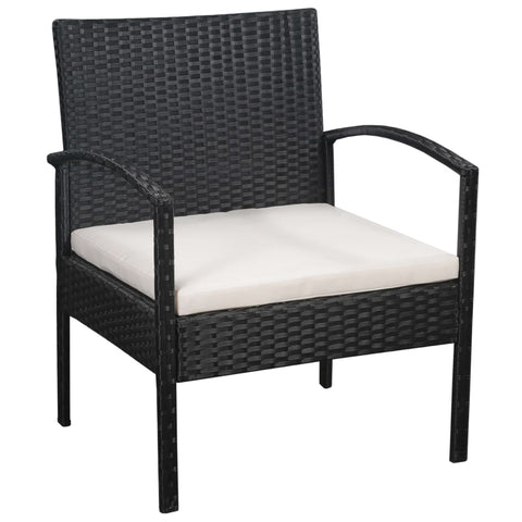 5 Piece Garden Lounge Set with Cushions Poly Rattan Black