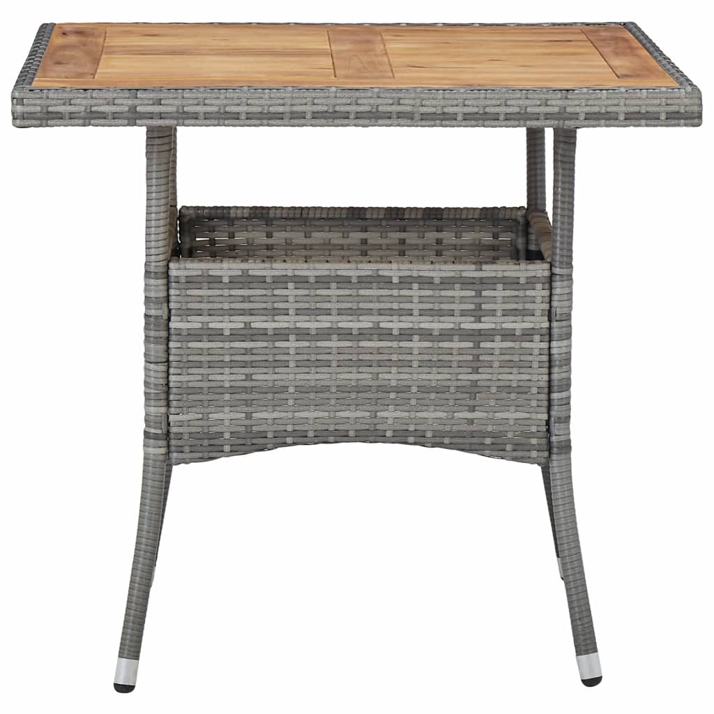 5 Piece Outdoor Dining Set Grey Poly Rattan and Acacia Wood