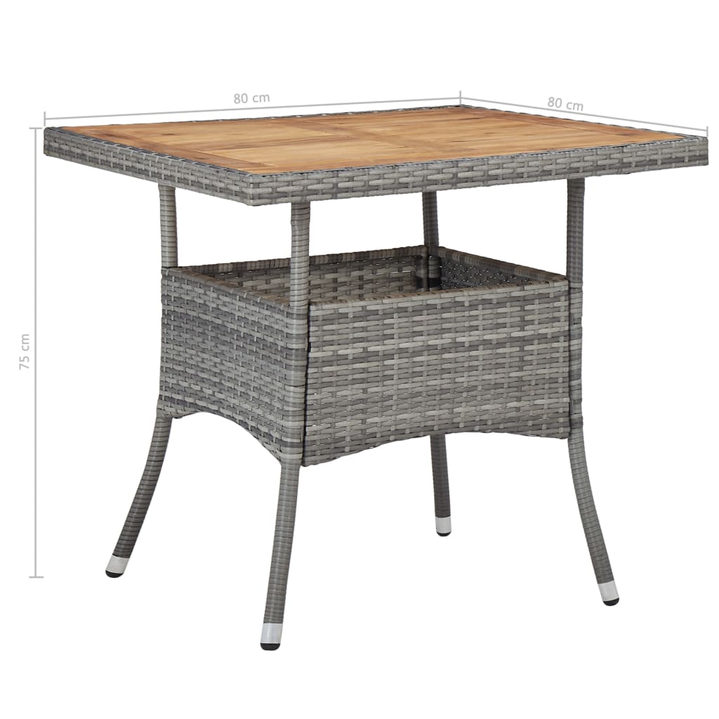 5 Piece Outdoor Dining Set Grey Poly Rattan and Acacia Wood