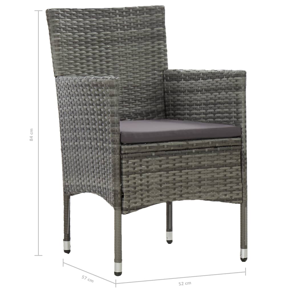 5 Piece Outdoor Dining Set Grey Poly Rattan and Glass