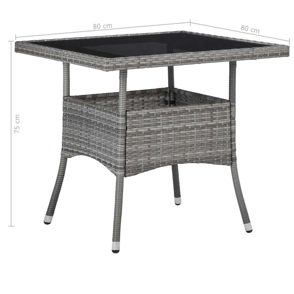 5 Piece Outdoor Dining Set Grey Poly Rattan and Glass