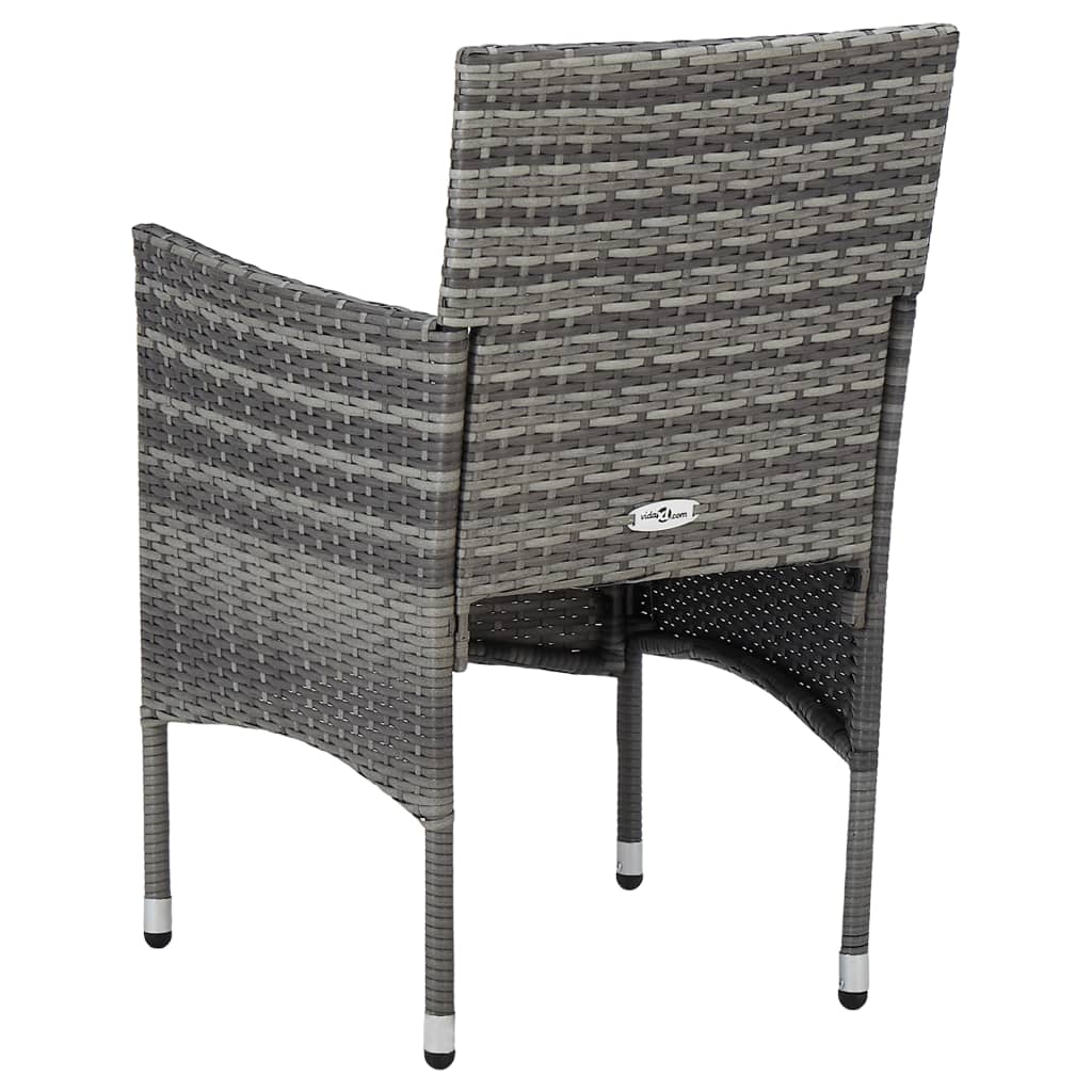5 Piece Outdoor Dining Set Grey Poly Rattan and Glass