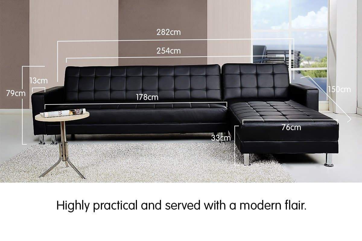 5 Seater PU Faux Leather Corner Sofa Bed Couch with Chaise