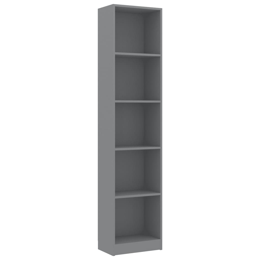 5-Tier Book Cabinet Grey 40x24x175 cm Chipboard