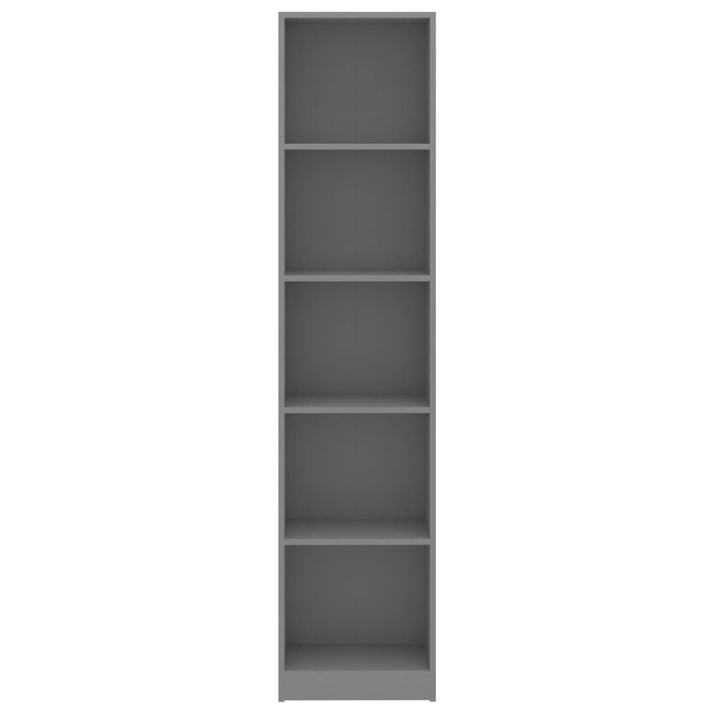 5-Tier Book Cabinet Grey 40x24x175 cm Chipboard