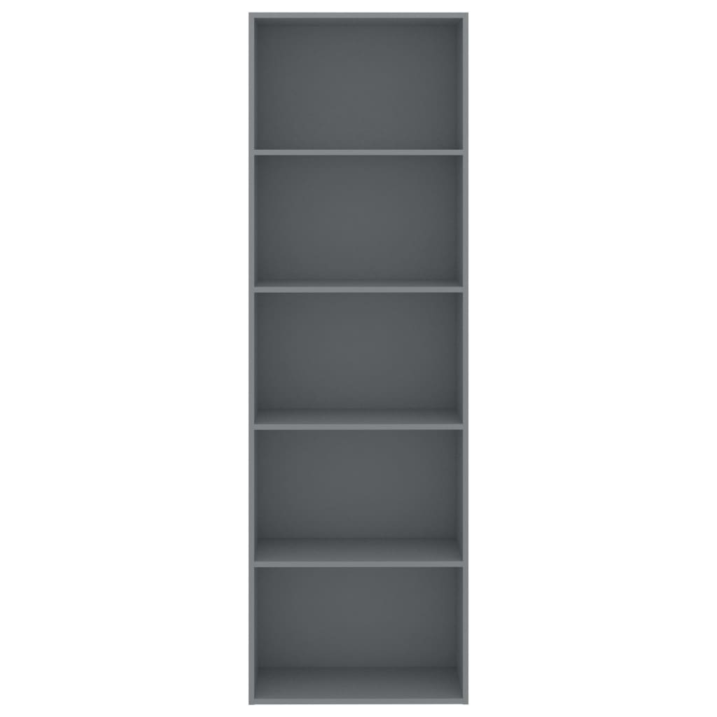 5-Tier Book Cabinet Grey 60x30x189 cm Chipboard