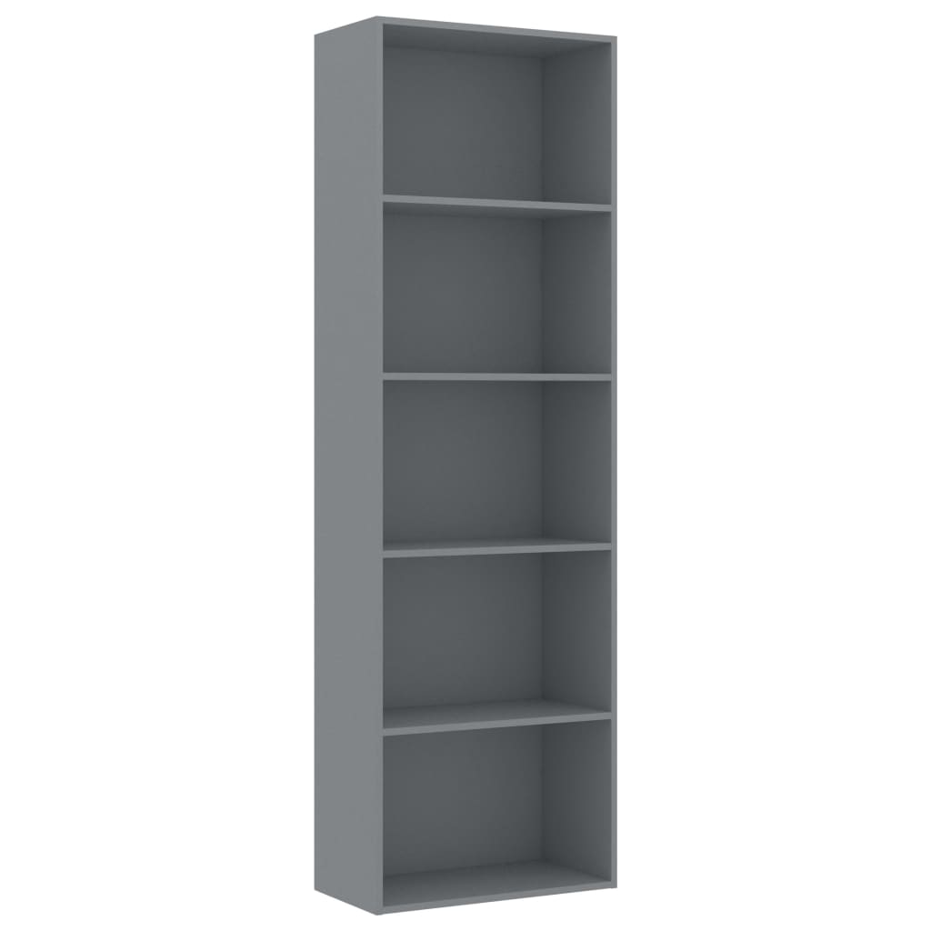 5-Tier Book Cabinet Grey 60x30x189 cm Chipboard