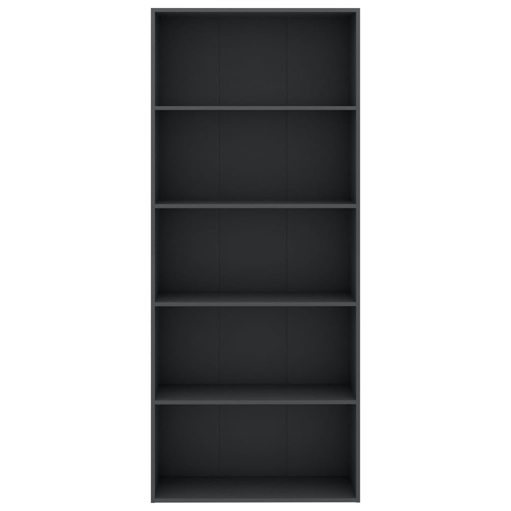 5-Tier Book Cabinet Grey 80x30x189 cm Chipboard