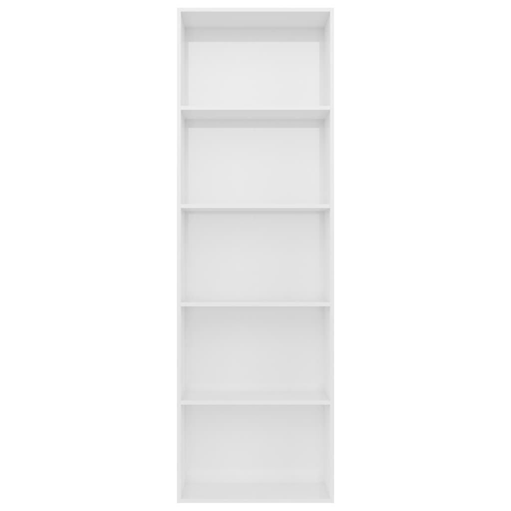 5-Tier Book Cabinet High Gloss White 60x30x189 cm Chipboard