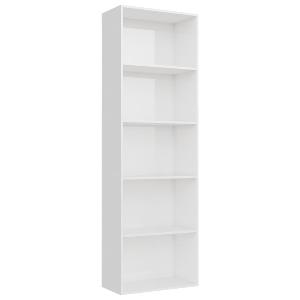 5-Tier Book Cabinet High Gloss White 60x30x189 cm Chipboard