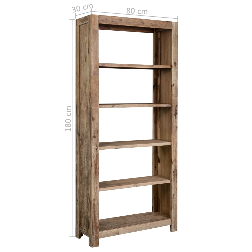 5-Tier Bookcase 80x30x180 cm Solid Acacia Wood