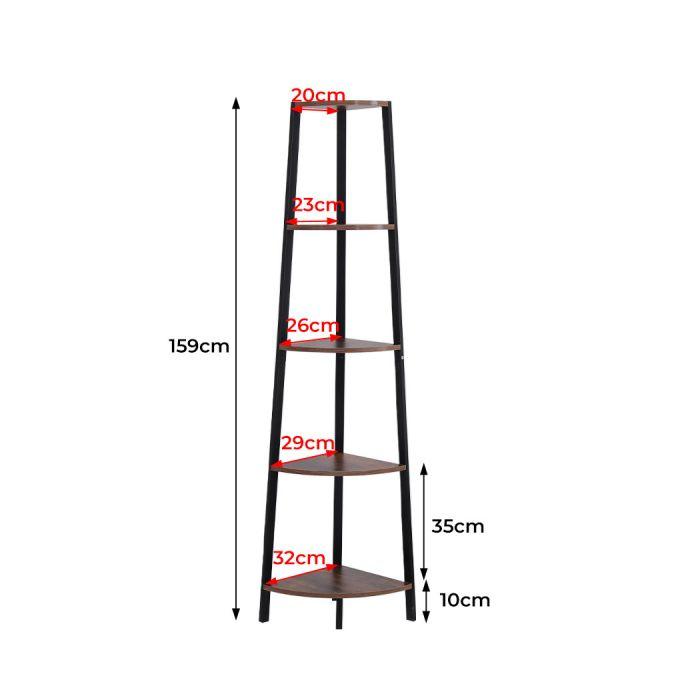 5 Tier Corner Shelf Industrial Ladder Shelf Display Rack