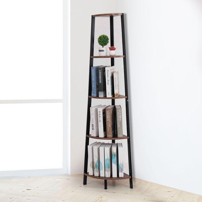 5 Tier Corner Shelf Industrial Ladder Shelf Display Rack
