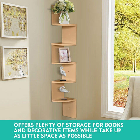 living room 5 Tier Corner Wall Shelf Display Shelves Zig-Tag Rack