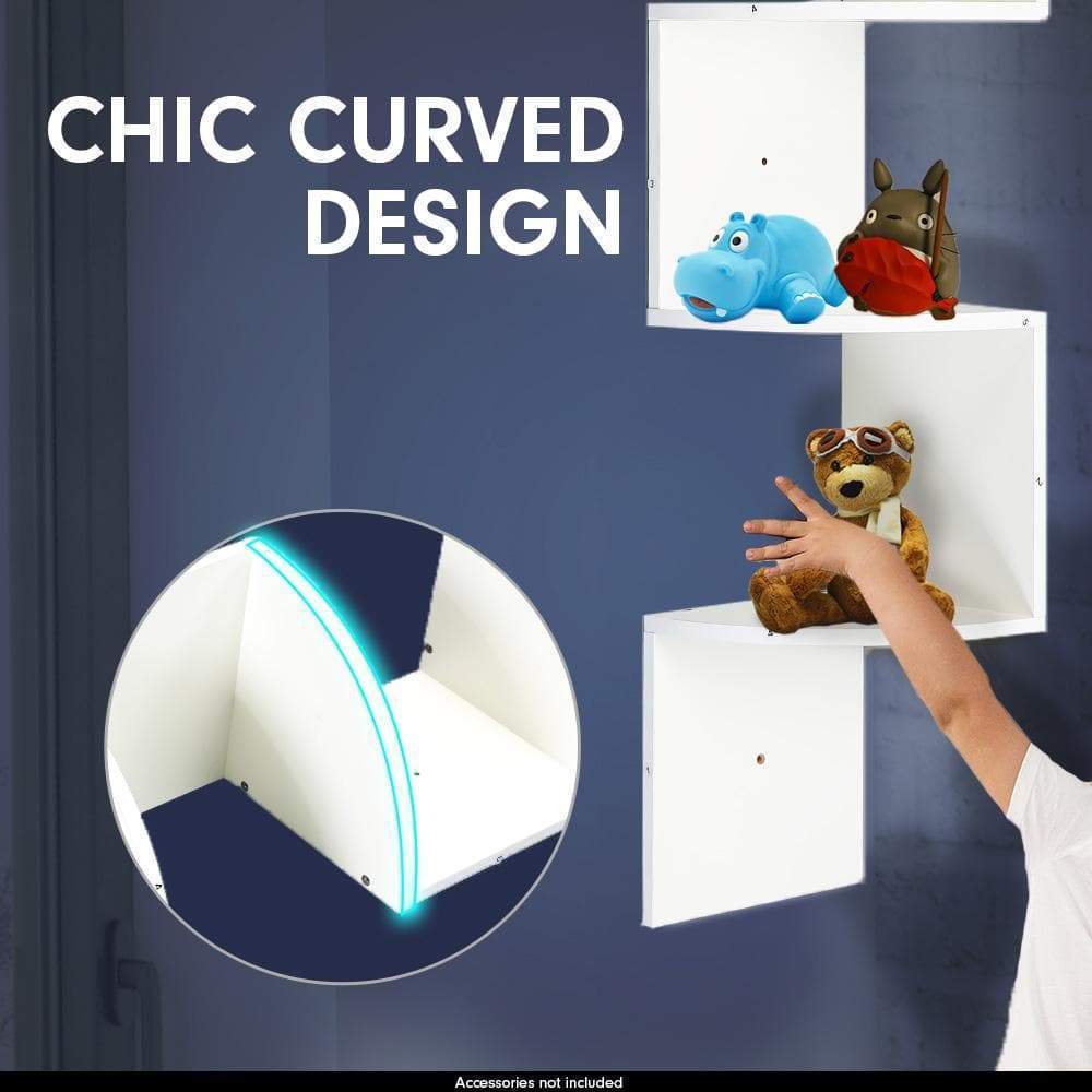 5-Tier Corner Wall Shelf Display Storage Shelves - White