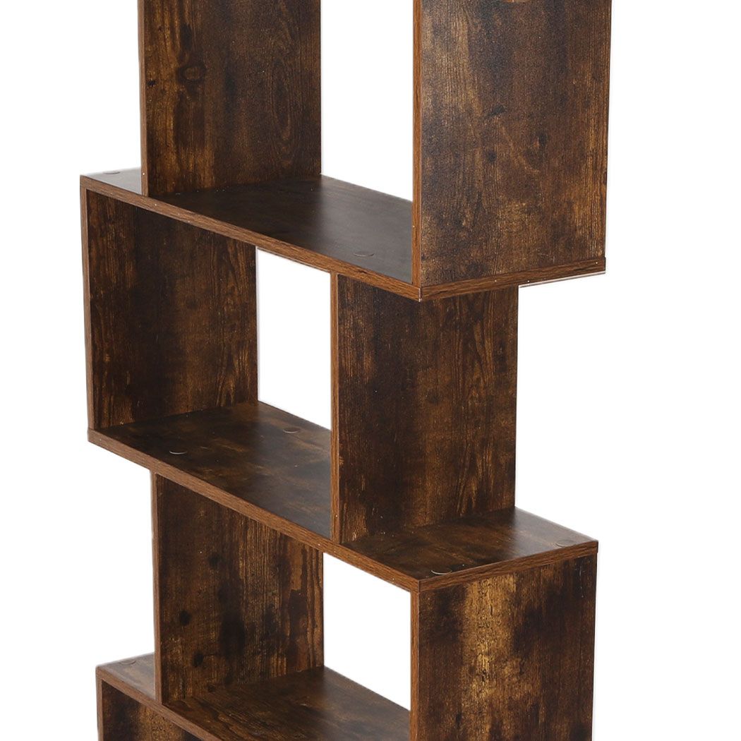 5-Tier Display Shelf Cabinet Storage Bookshelf- Brown